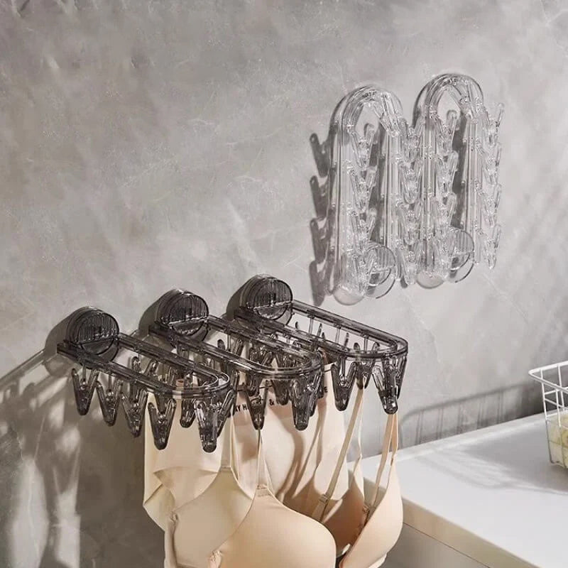 Hjemix | Sugkop sammenleggbart klesstativ med klips