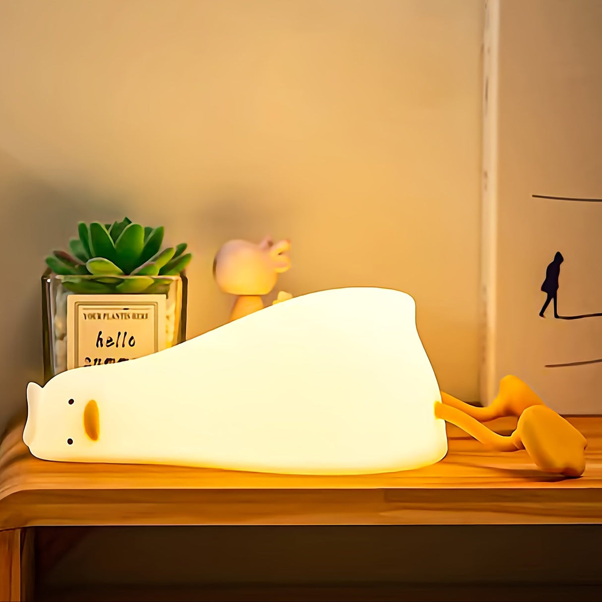 Hjemix | Sleeping Duck Lampe - Oppladbar Dimmbar Silikon Nattlys