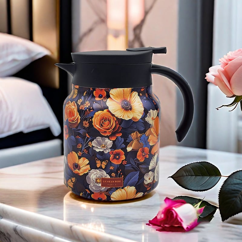 Hjemix | Vintage Floral Pattern Te-kanne – Innebygd infusor