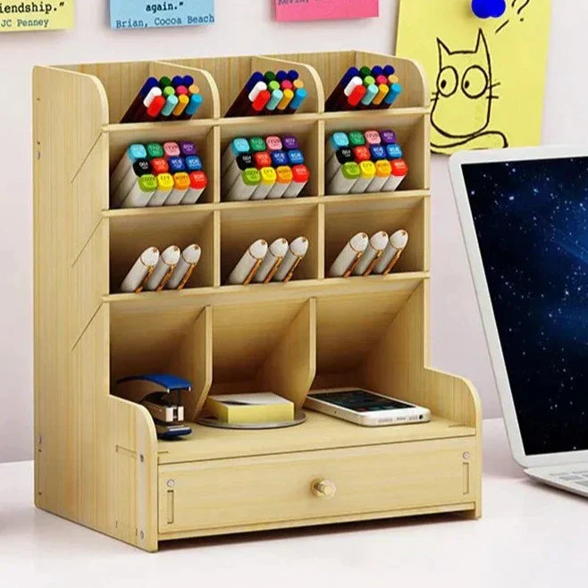 Hjemix | PenBox | Skrivebord Organizer | Tre Blyantholder | Stilig og Effektiv Oppbevaringsløsning