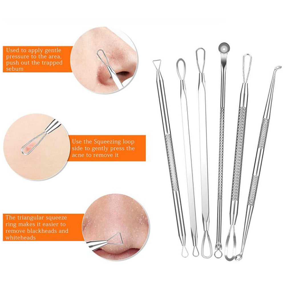 Hjemix | Rustfritt stål blackhead remover pimple popper verktøysett med metallboks