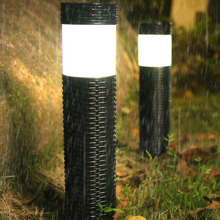 Hjemix | Utendørs Solenergi Rattan Sylinderformet LED Hage Gress In-ground Landskapslys