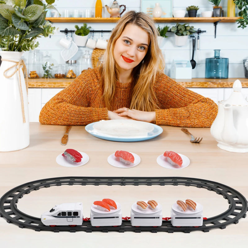 Hjemix | Rotary Sushi Tog Leketog Rolle Spiller Transportbånd Sett - Batteridrevet