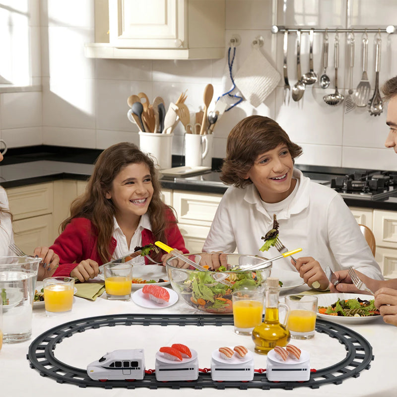 Hjemix | Rotary Sushi Tog Leketog Rolle Spiller Transportbånd Sett - Batteridrevet