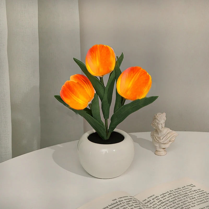 Hjemix | LED Tulipan Nattbordlampe Blomster Bordlampe