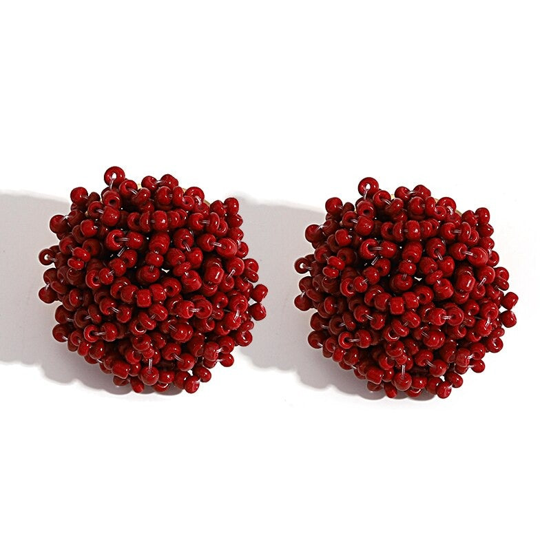 Hjemix | Lys og morsom håndlaget multicolor perle pompom stud øredobber