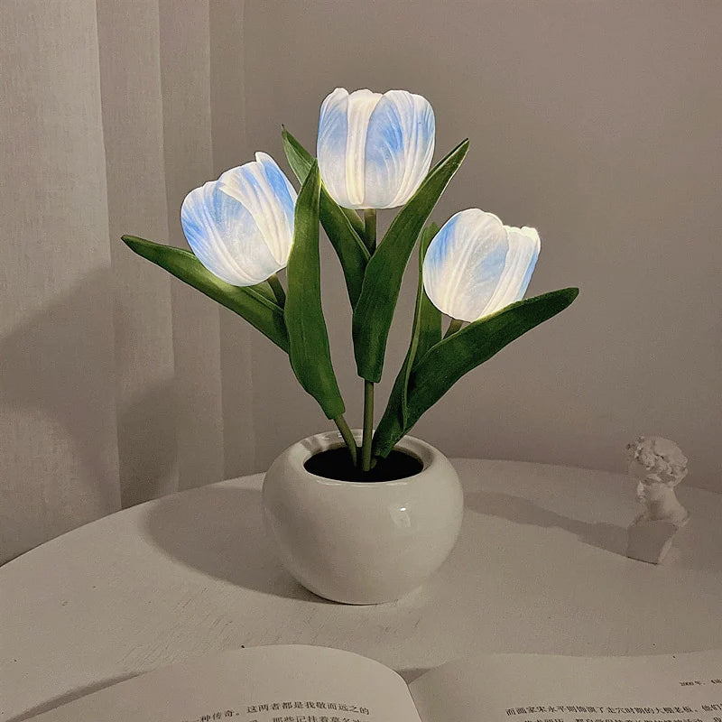 Hjemix | LED Tulipan Nattbordlampe Blomster Bordlampe