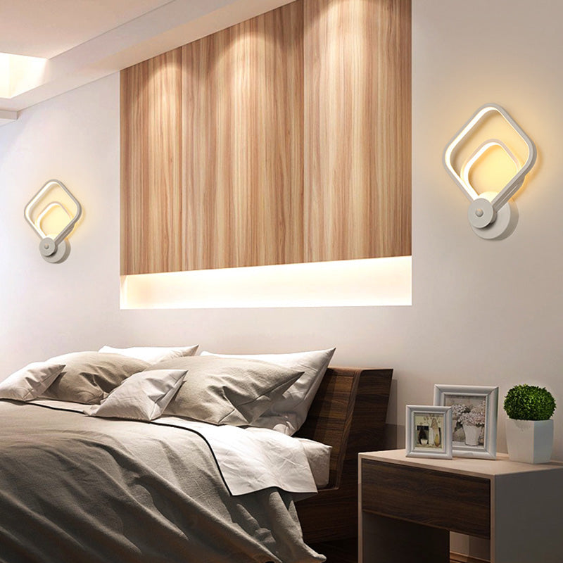 Hjemix | Hvit geometrisk formet vegglampe enkelhet LED metall vegglampe vegglampe for trappen