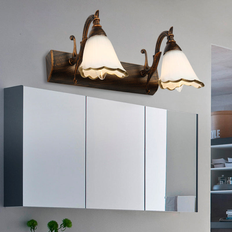 Hjemix | Blomster Bad Vegglys Klassisk Opalglass 2/3/4 Lys Bronze/Hvit Sminke Belysning