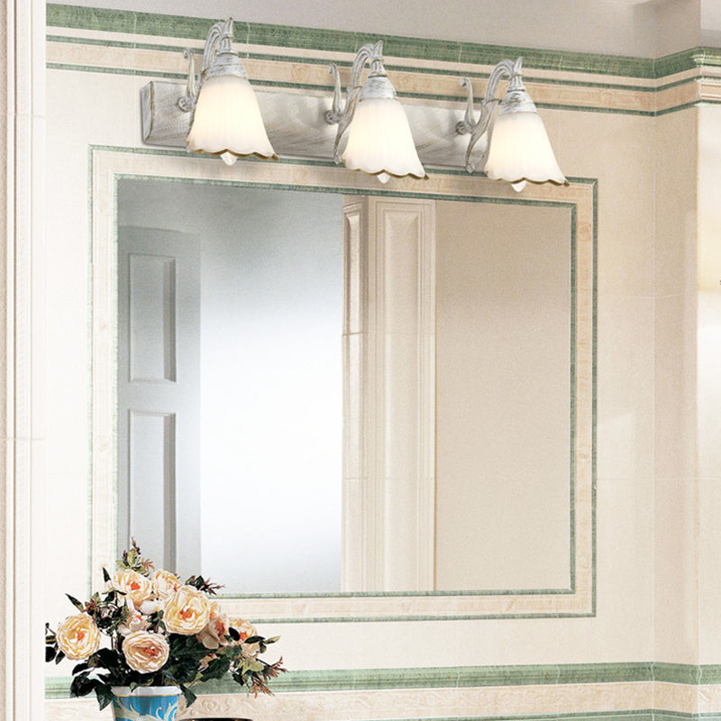 Hjemix | Blomster Bad Vegglys Klassisk Opalglass 2/3/4 Lys Bronze/Hvit Sminke Belysning