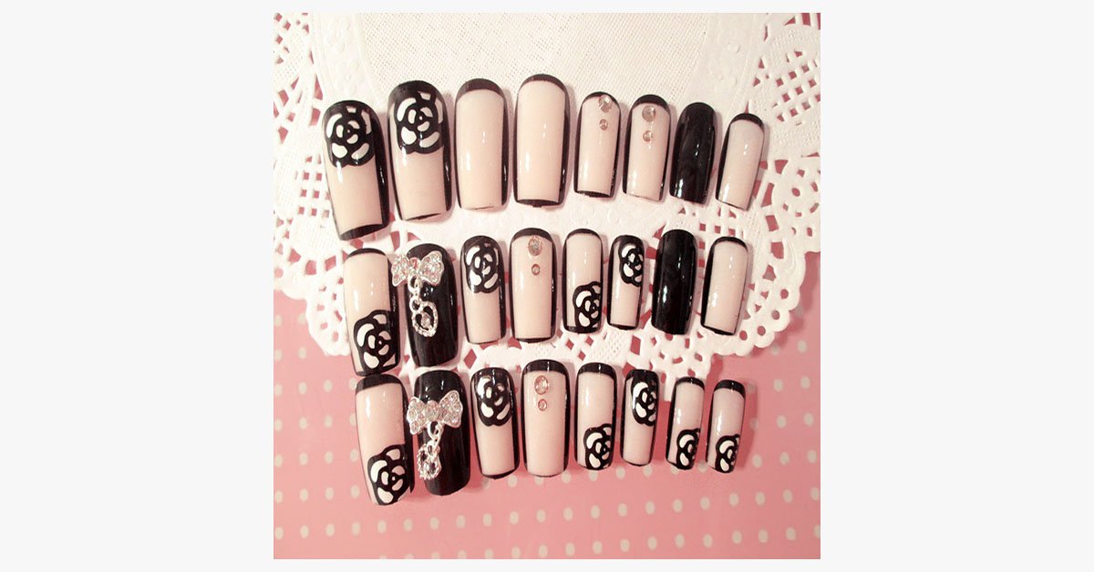 Hjemix | Black Rose Gjennomsiktige Negler