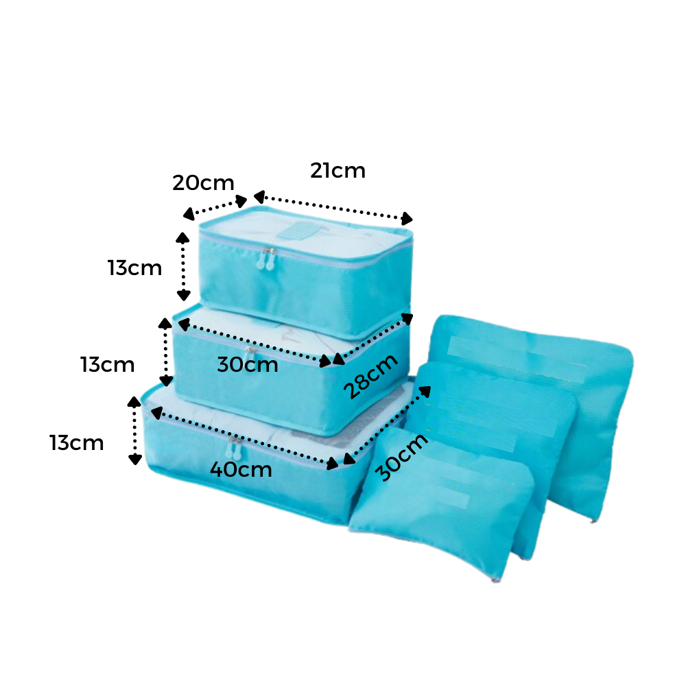 Sett med 6 små reisevesker til kofferten