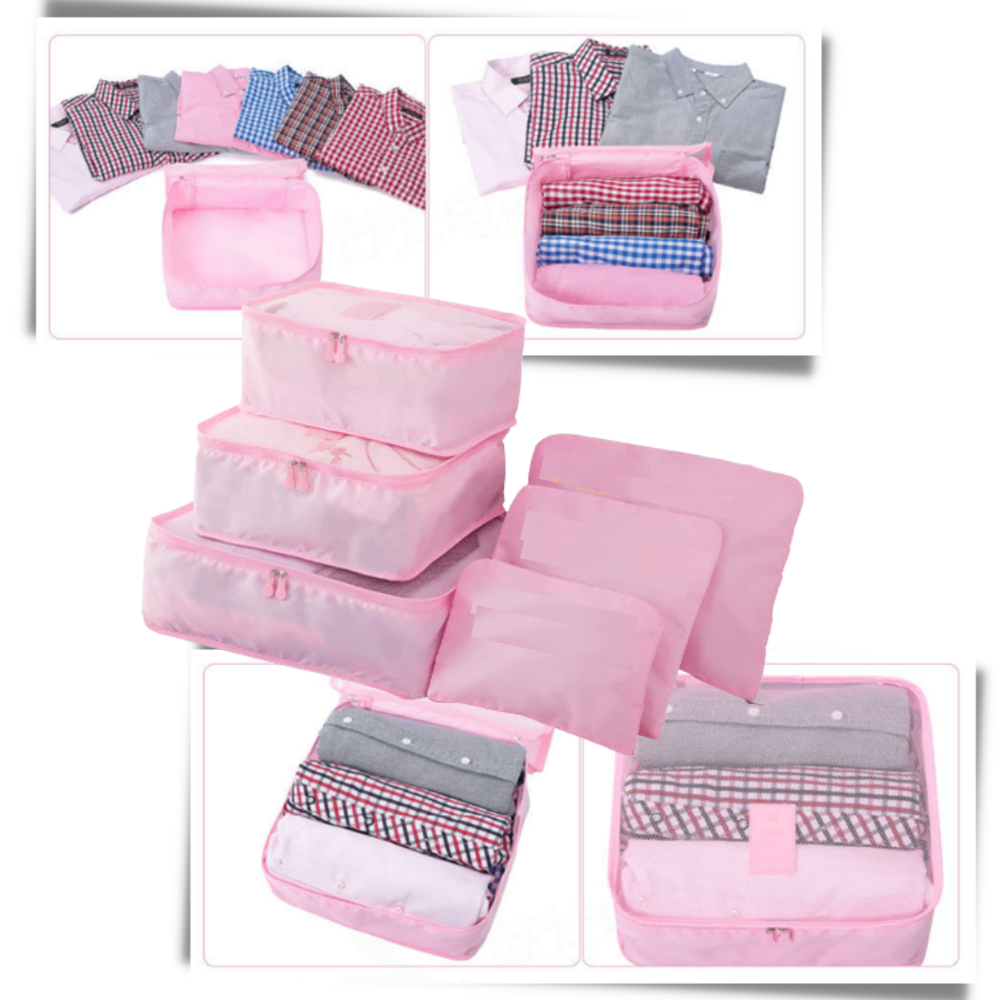 Sett med 6 små reisevesker til kofferten