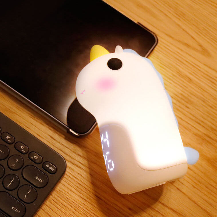 Hjemix | Unilora DreamLight Vekkerklokke | Enhjørning Design | Timer & LED Nattlampe | Barnerom Dekor