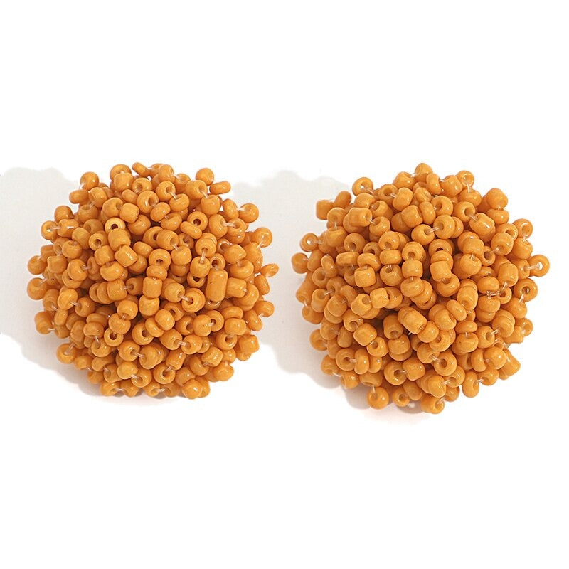 Hjemix | Lys og morsom håndlaget multicolor perle pompom stud øredobber