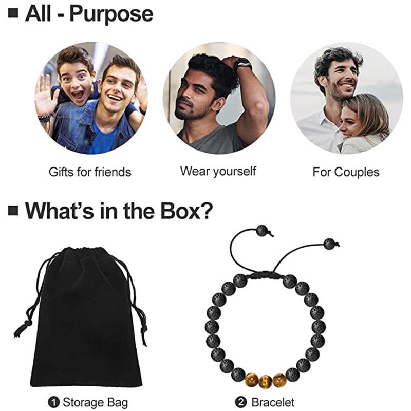 Hjemix | Tiger Eye Lava Rock Stone Armbånd