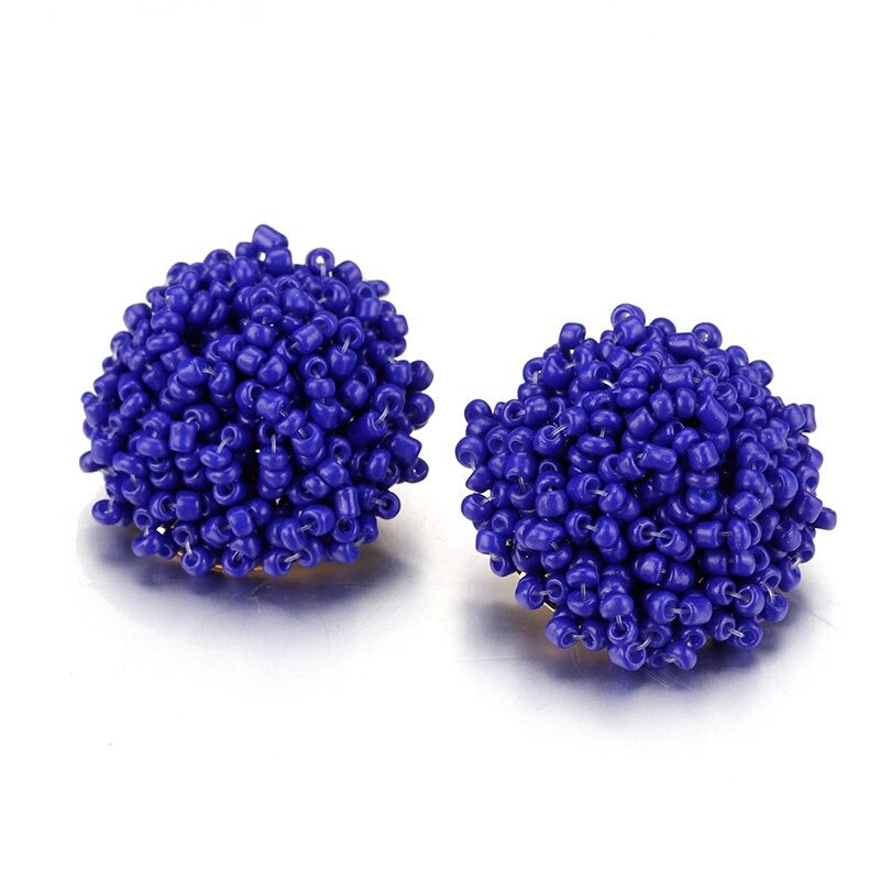 Hjemix | Lys og morsom håndlaget multicolor perle pompom stud øredobber