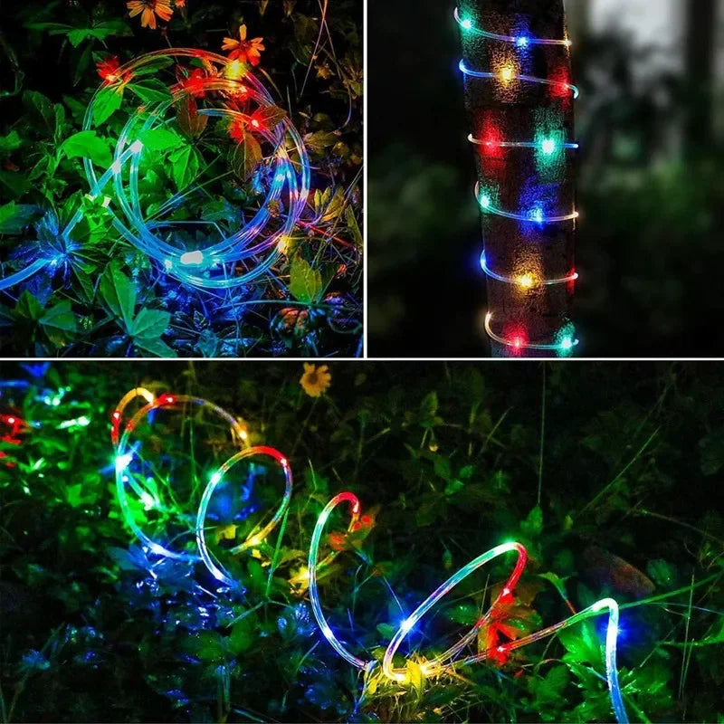 Hjemix | LED solcelle string lys - utendørs vanntette lys for jul, hage, plen, trær, gjerde og sti dekor