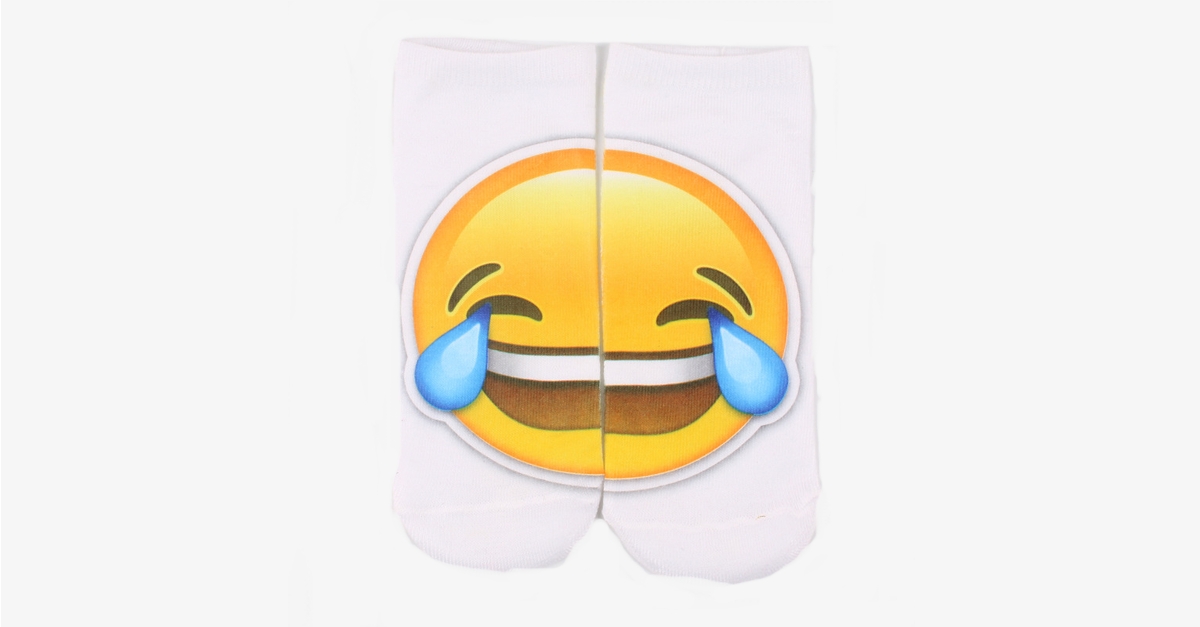 Hjemix | 3D smilende emoji mote ensidig trykk bomull sokker