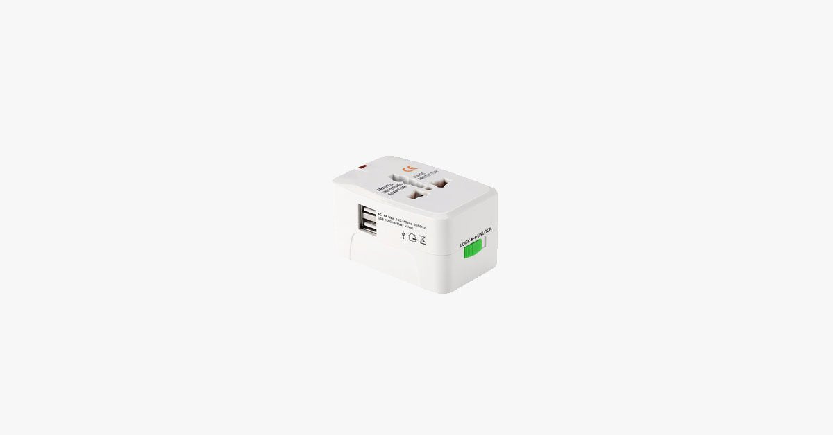 Hjemix | Internasjonal pluggadapter - Alt-i-ett CE, RoHS sertifisert USB strømplugg