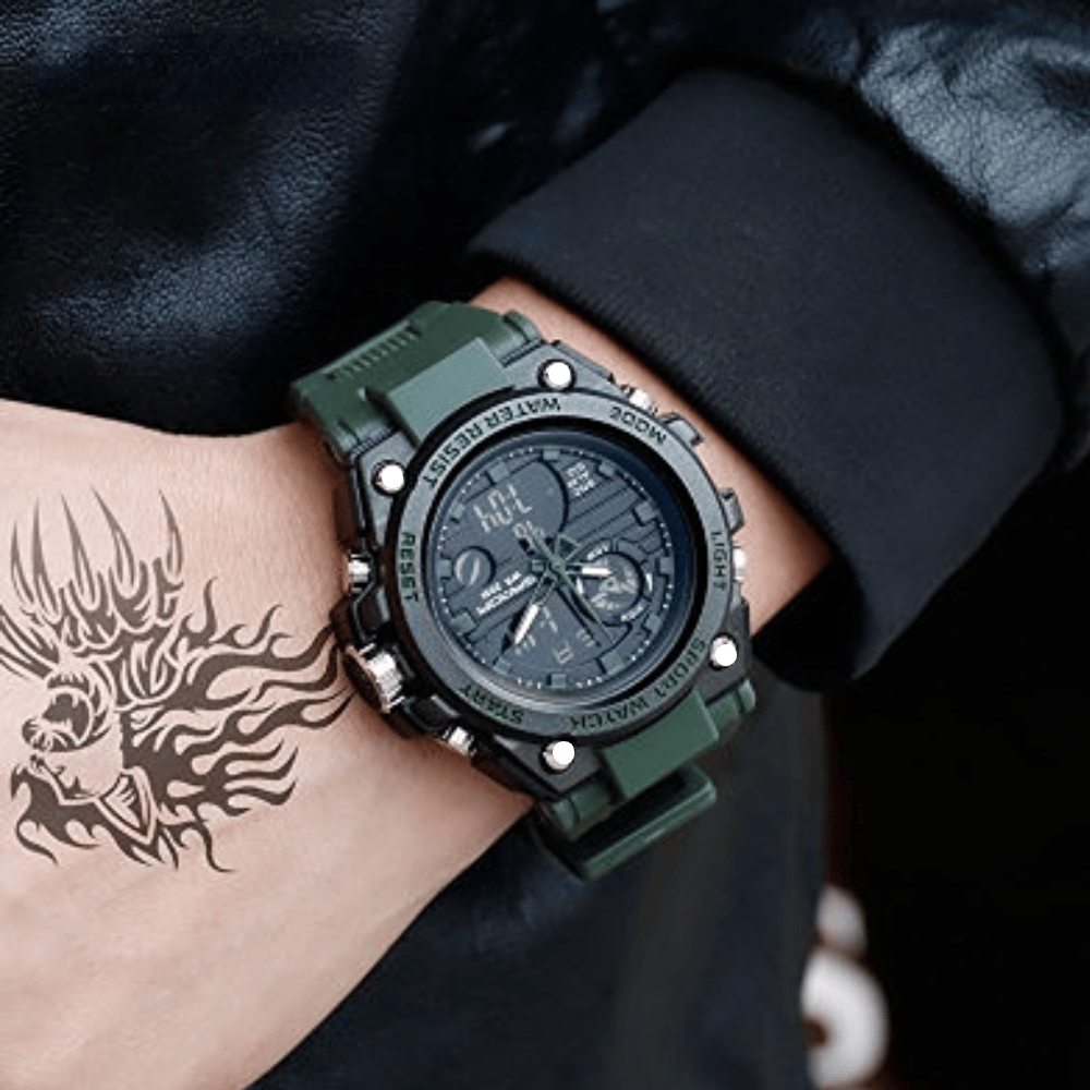 Hjemix | Sporty Dual-Display Mode Multifunctional Waterproof Luminous Men's Wristwatch