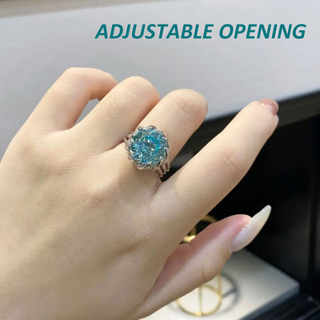 Hjemix | 6 Karat Paraiba Blågrønn Lotus Diamant Ring