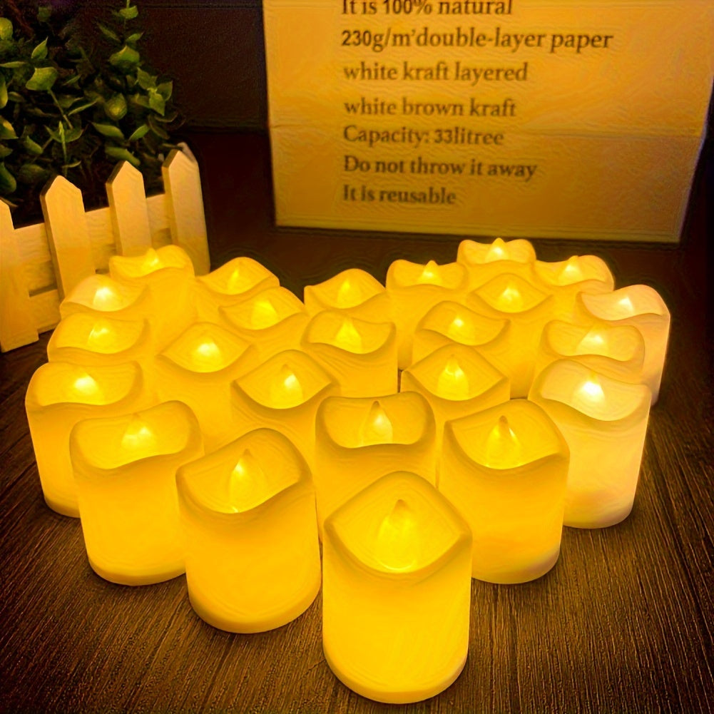Hjemix | 24/50/100 Pakke flammefrie LED-lys – batteridrevne flimrende tealights, røkfrie og romantiske for bryllup og forlovelser