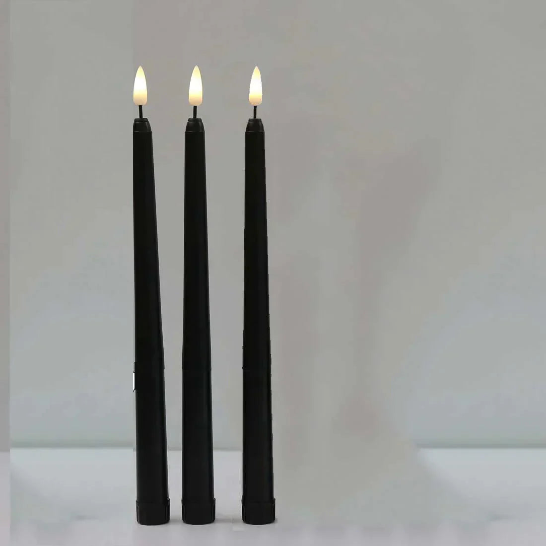 Hjemix | 3 deler svarte LED lys med flimrende flamme