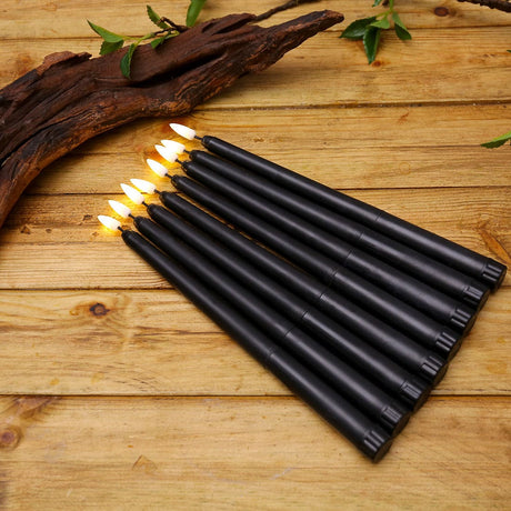 Hjemix | 3 deler svarte LED lys med flimrende flamme