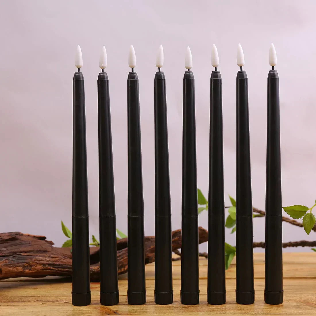 Hjemix | 3 deler svarte LED lys med flimrende flamme