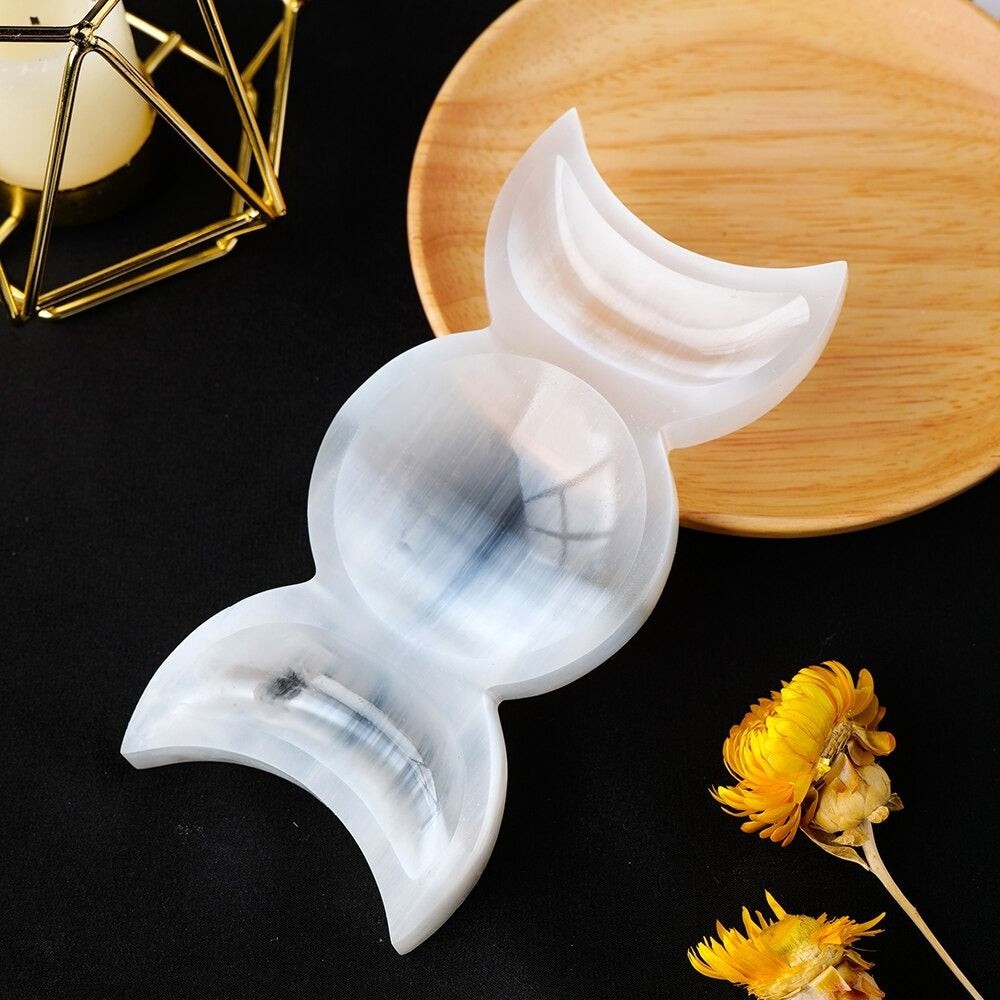 Hjemix | Måne Spådom Selenitt Krystall Skål