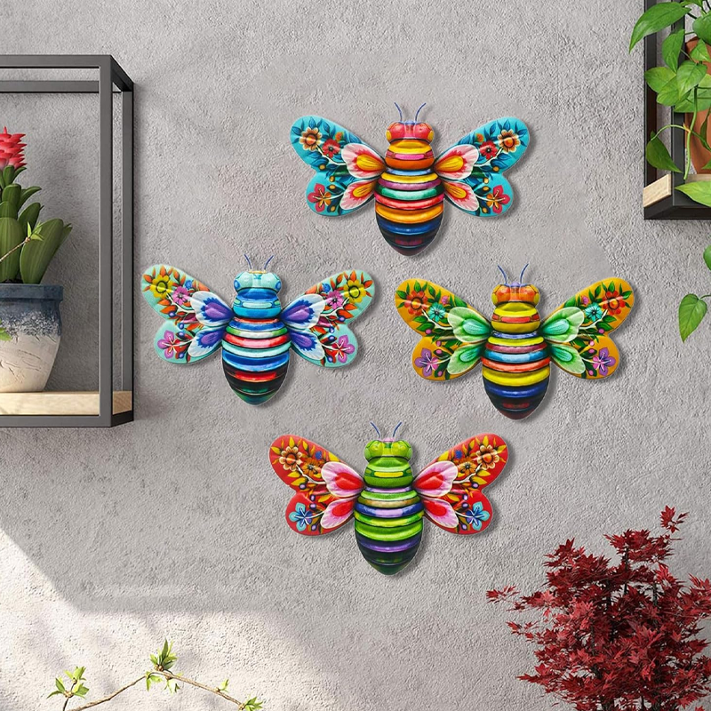 Hjemix | Iron Bee Art Sculpture Hengende Veggdekorasjoner for Hage