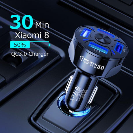 Hjemix | 4 porter USB bil lader hurtig lading