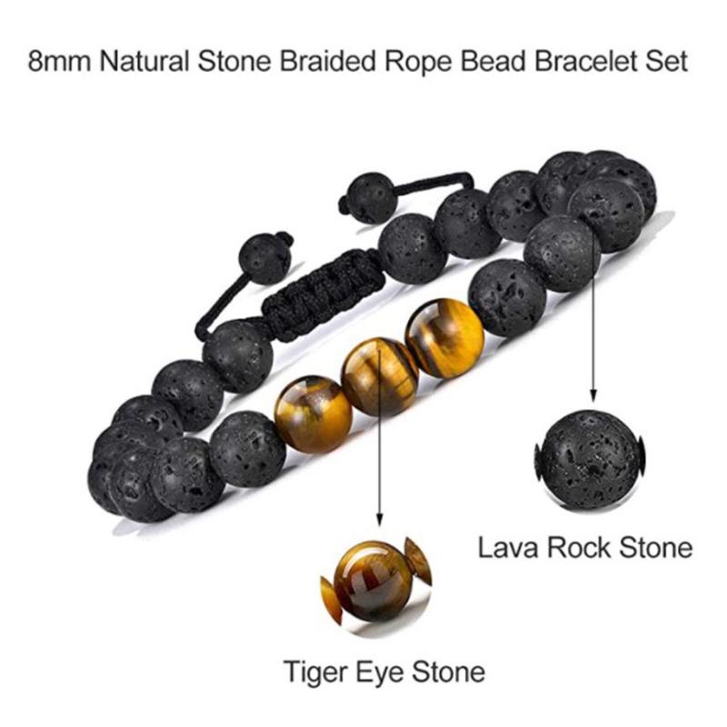 Hjemix | Tiger Eye Lava Rock Stone Armbånd