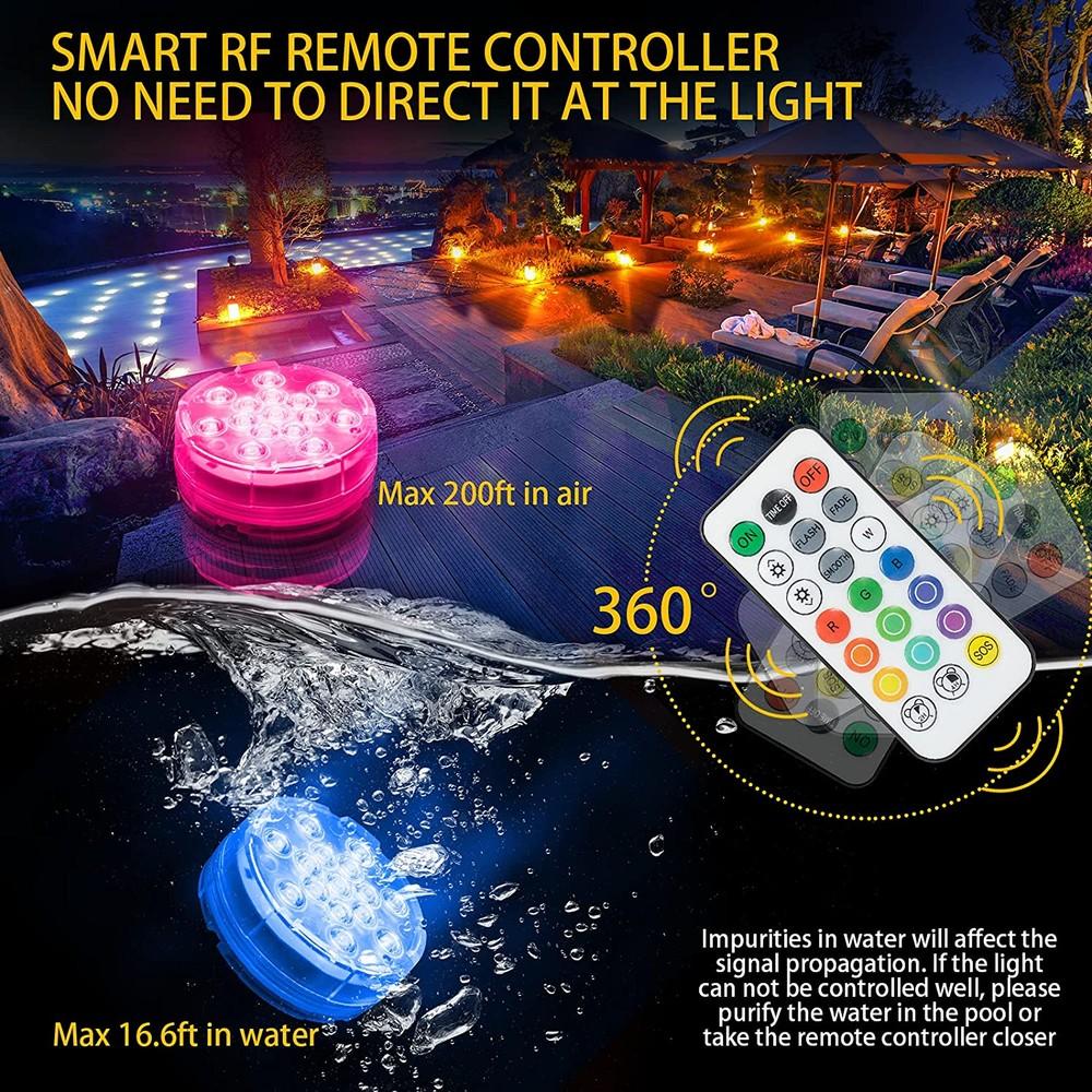 Hjemix | 4-Pack: Dekorative vanntette batteridrevne LED-lamper - 16 skiftende farger