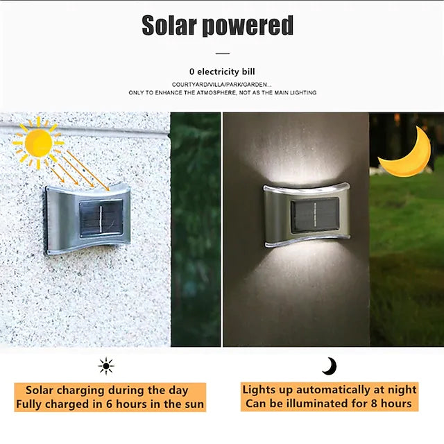 Hjemix | 4-delt: Sol utendørs 6 LED vanntette vegglamper