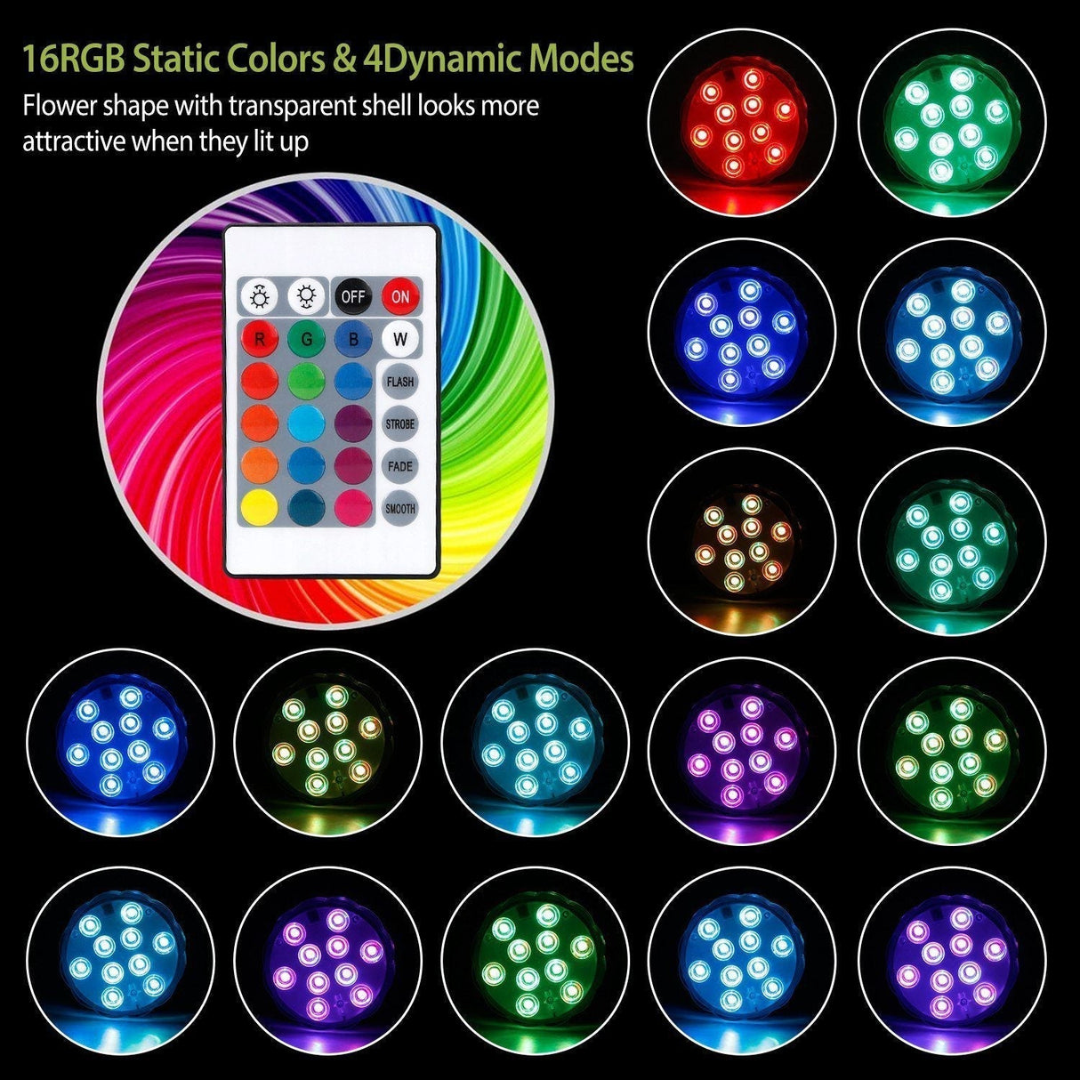 Hjemix | 4-Delt: Vanntette RGB LED Lyskastere
