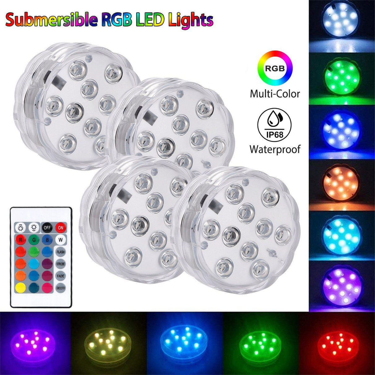 Hjemix | 4-Delt: Vanntette RGB LED Lyskastere
