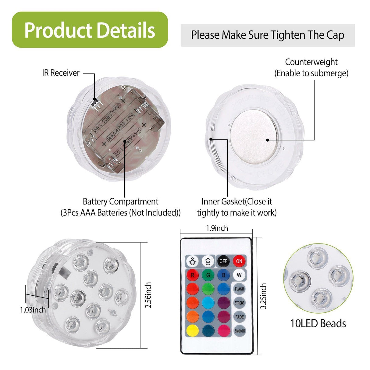 Hjemix | 4-Delt: Vanntette RGB LED Lyskastere