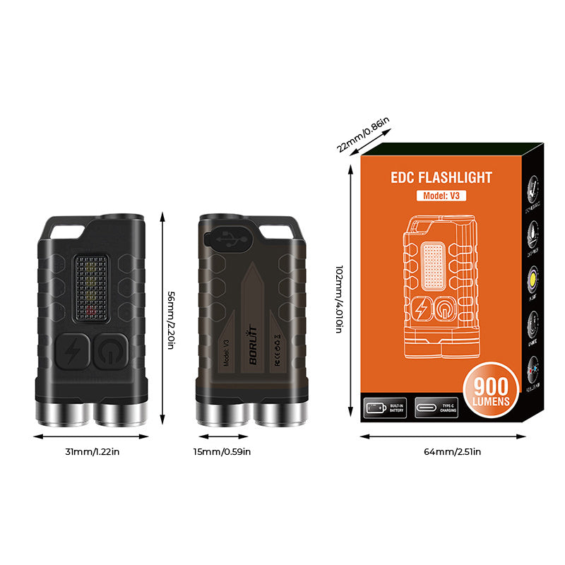 Hjemix | Magnetisk Mini Nøkkelring Lommelykt