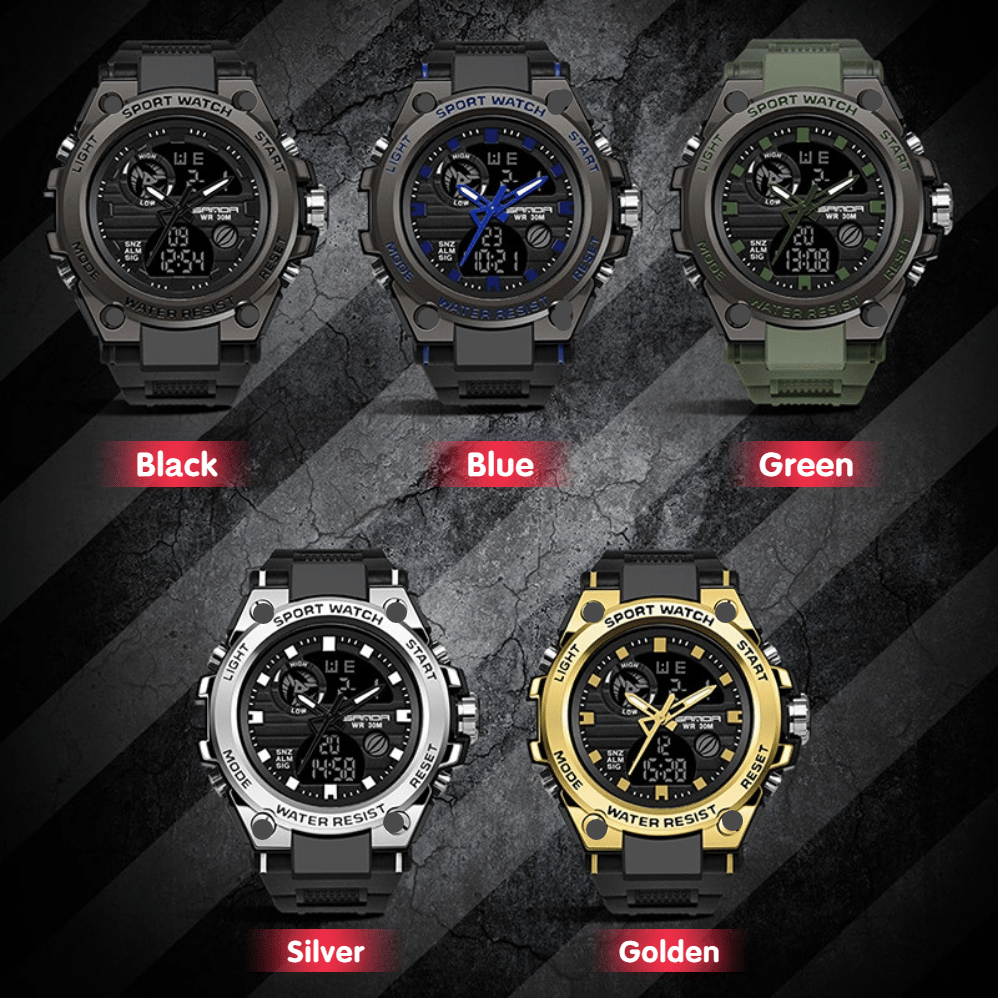 Hjemix | Sporty Dual-Display Mode Multifunctional Waterproof Luminous Men's Wristwatch