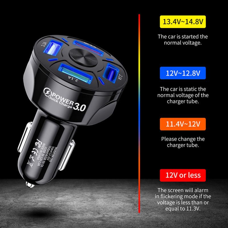Hjemix | 4 porter USB bil lader hurtig lading