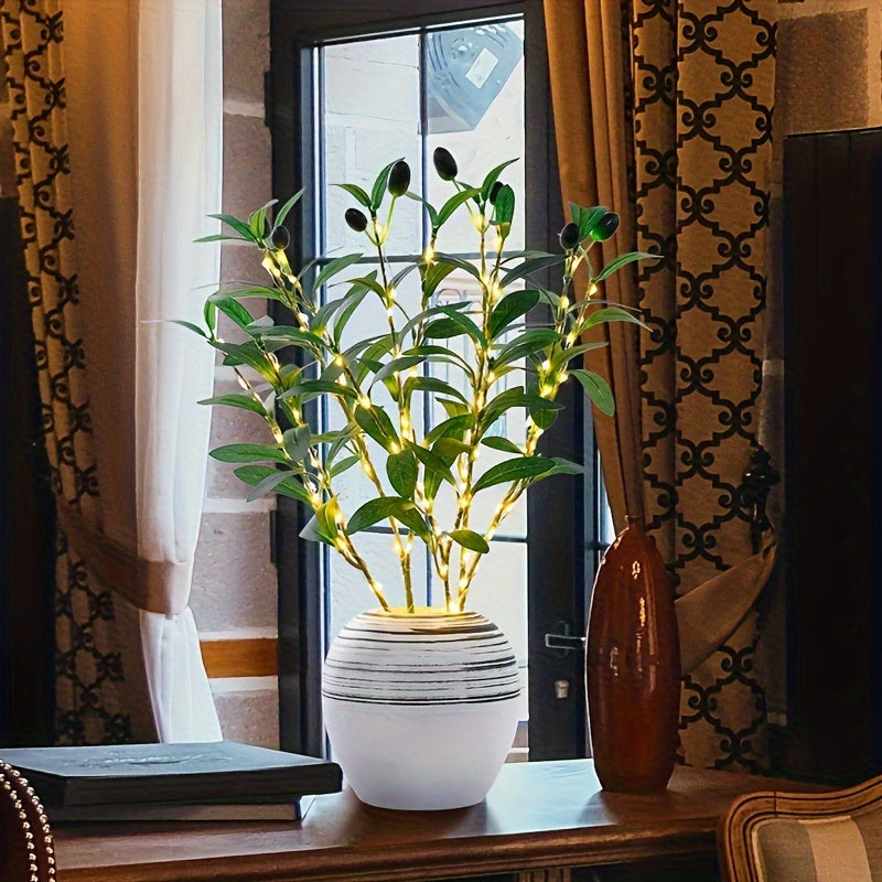 Hjemix | Belyst Oliventre LED Lampe – Moderne Dekor for Festlige Anledninger, Bryllup, Bursdager og Feststemning, Ideell for Spisebord, Skap eller Kafé Dekor