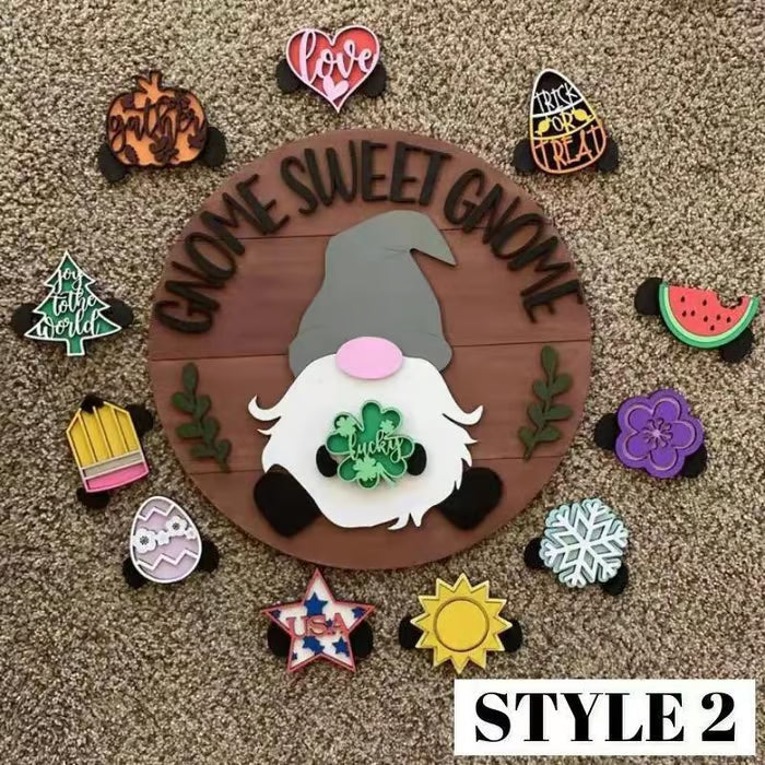 Hjemix | 🍁De beste julepyntene🎄Utskiftbart velkomstskilt med tre-nisse🎈