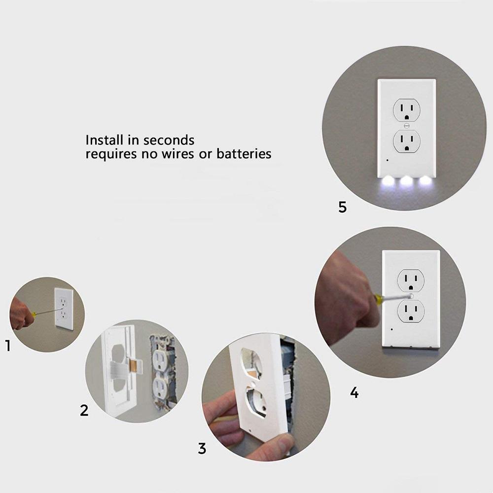 Hjemix | Outlet veggplate med LED nattlys
