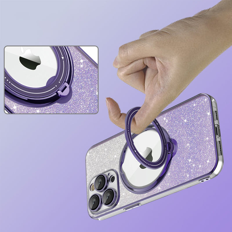 Hjemix | Magnetisk Glitterdeksel med Usynlig Stativ for iPhone