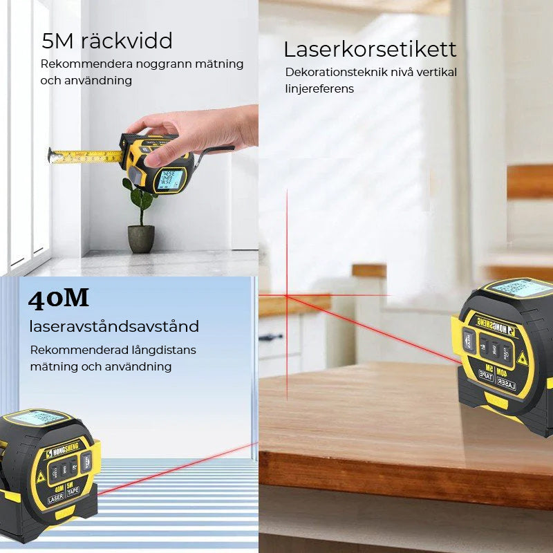 Hjemix | 3-i-1 Infrarød Laser Båndmåling