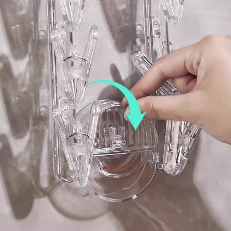 Hjemix | Sugkop sammenleggbart klesstativ med klips