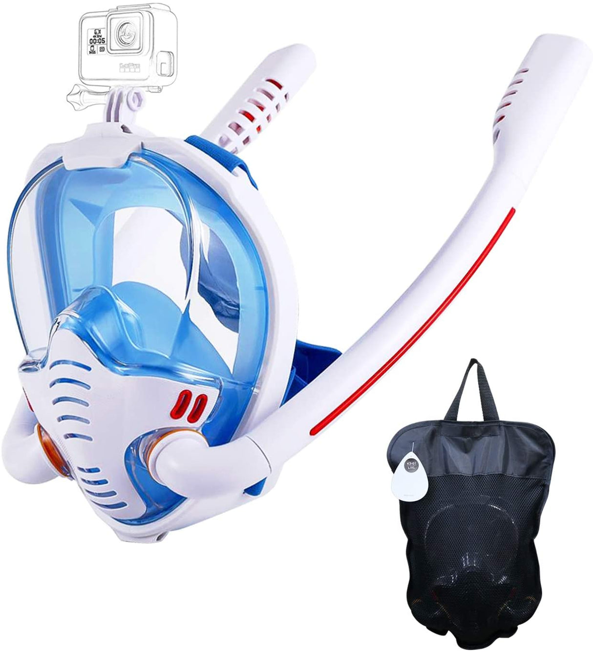 Hjemix | Snorkelmaske med anti-dugg kluter, 180-graders panoramautsikt HD