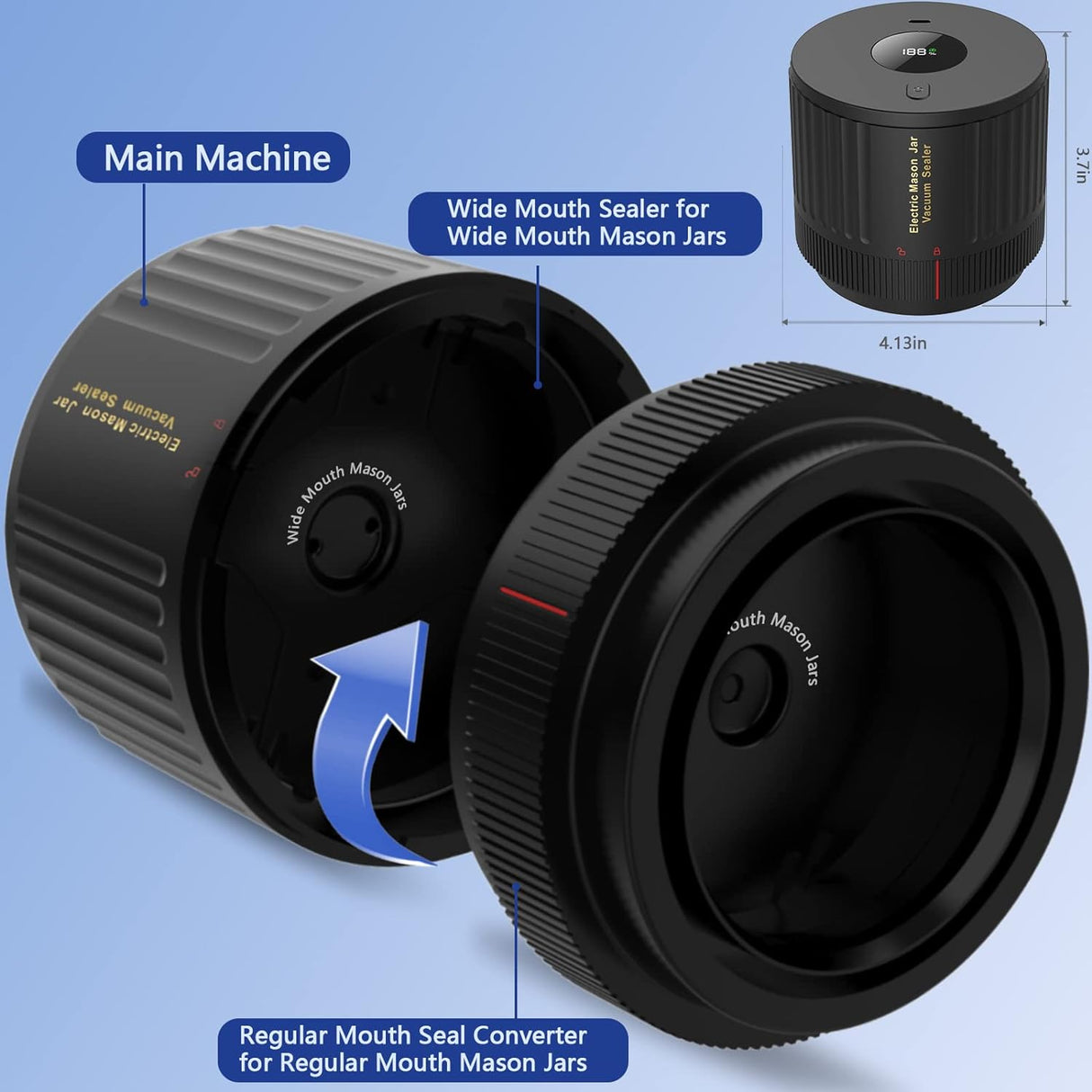 Hjemix | Elektrisk Mason Jar Vakuumforseglingssett - Bevar friskhet raskt!